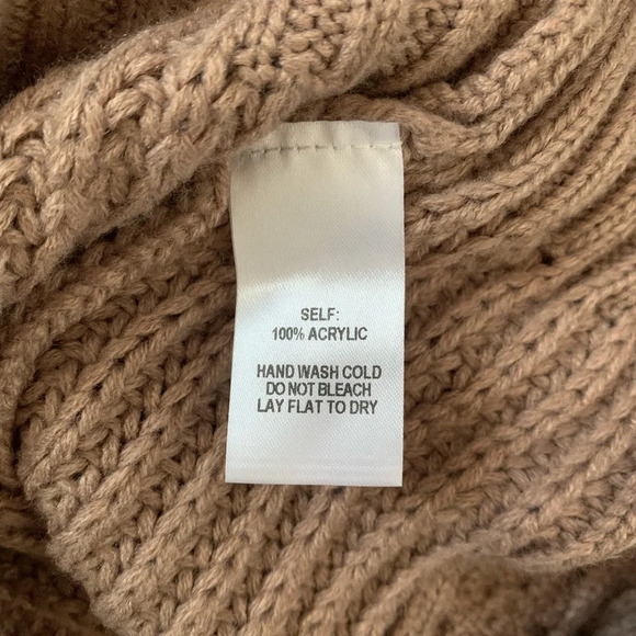 Lulus chunky cable knit turtleneck neutral sweater dress brown/tan XS - Picture 4 of 6